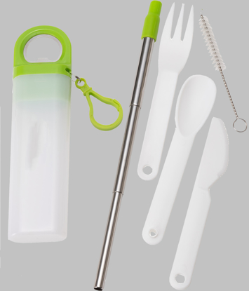 Picture of Retractable Straw w/ Utensil Set - 2021